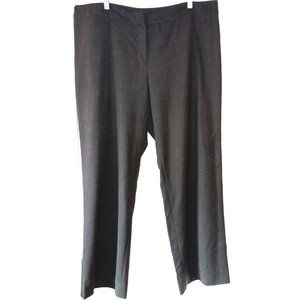 EILEEN FISHER X-Large Dark Grey Wool Flannel Flat Front Wide Leg Unlined Trouser